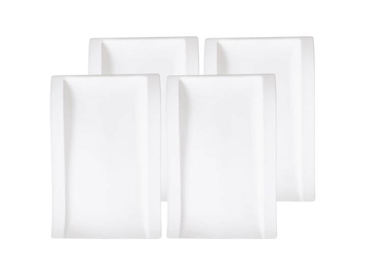 Villeroy & Boch Gourmetteller NewWave weiß 37 x 25 cm 4er Set, Weiß, Keramik, Rechteckig, Geschirr, Teller, Speiseteller