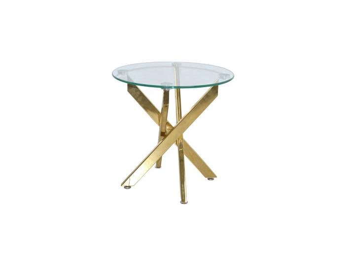 Mid.you Beistelltisch, Messing, Metall, Glas, Uni, rund, X-Form, 45x45x45 cm, einfacher Aufbau, Wohnzimmer, Wohnzimmertische, Beistelltische, Beistelltische Metall
