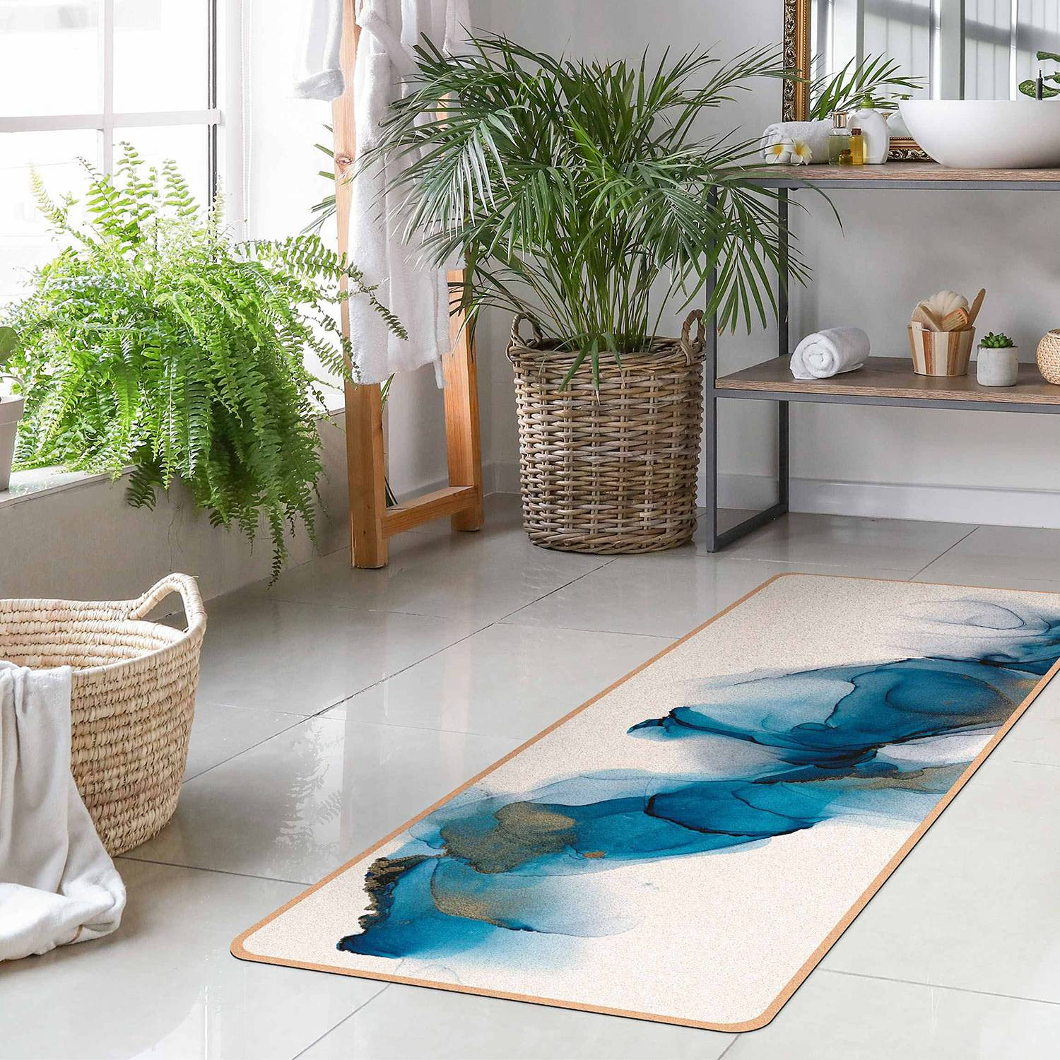 home24 Yogamat Weg van de Wind blauw 183 x 61 cm