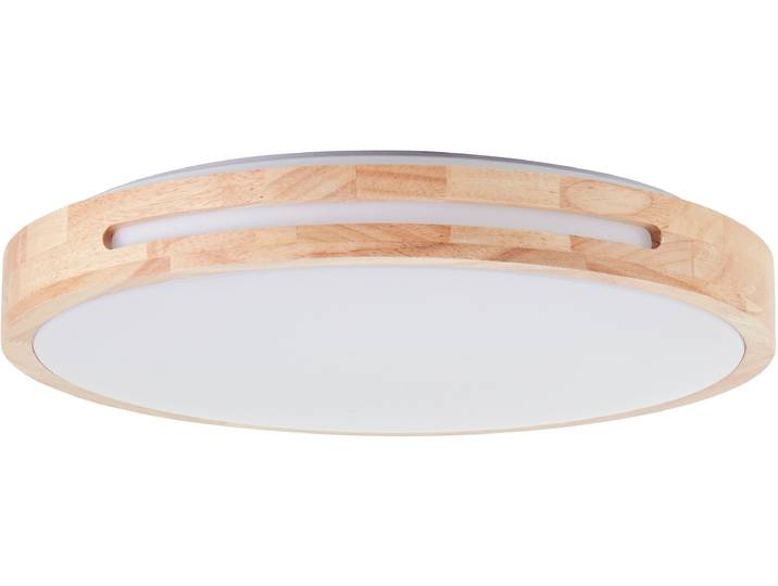 BRILLIANT LED Deckenleuchte Woodbury , weiß (holzfarben hell, weiß), 1, Ø 39cm H: 7,5cm, 1 Stk., Leuchten, Mit Holzrahmen, Ø 39 cm, 2100 lm, 2700 K, Holz/Kunststoff, LED Deckenleuchte