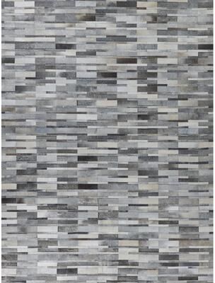 EXQUISITE RUGS Natural Hide Hand-stitched Leather Hide Grey Area Rug.