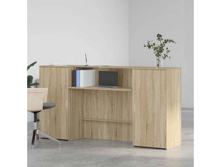 Bureau réception chêne sonoma 200x50x103 5 cm bois ingénierie bureau accueil design scandinave grand
