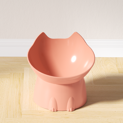 Multicon Wholesale Hub WhiskerWare Elevated Cat Bowl With Tilted Edge, Anti Tip Plastic, Neck Protection pink