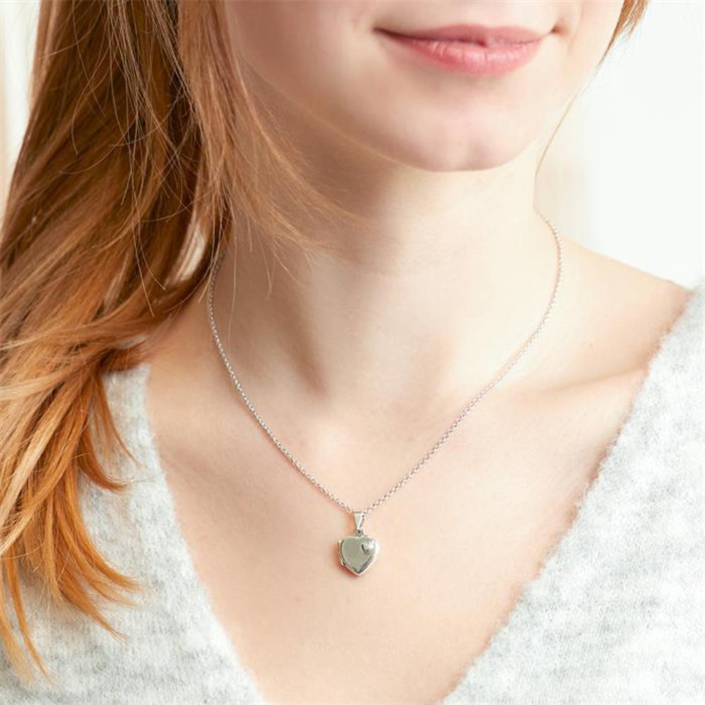 Unique Gravur Herz Medaillon aus Sterlingsilber teilmattiert silber