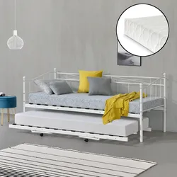 Metallbett Skutskär mit Matratze 90x200cm Weiß en.casa