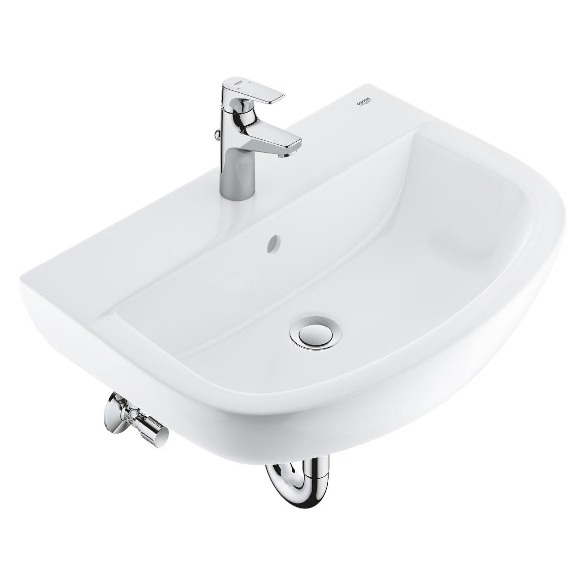 Grohe bau ceramic - wastafel 600 + wastafelkraan start flow met waste, alpine wit/chroom (442 mm, 600 mm) (39472000)