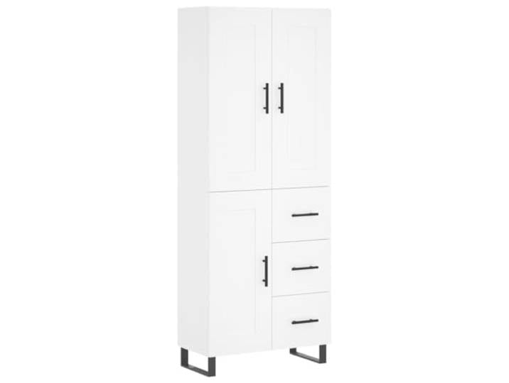 Fisinber Highboard Schrank Weiß 69,5x34x180 cm Holzwerkstoff Metall Elegantes Highboard für Wohnzimmer und Flur: Viel Stauraum hinter Türen mit robusten Metallfüßen für ein modernes Zuhause.