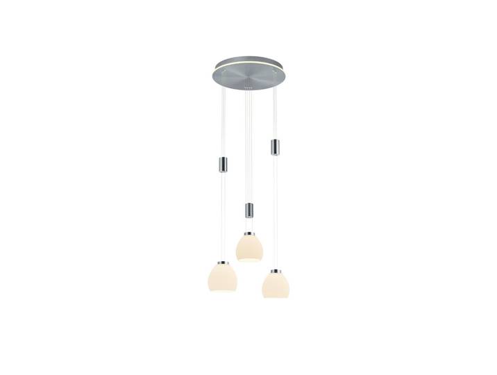 Hell Led-Hängeleuchte, Weiß, Nickelfarben, Metall, Glas, 150 cm, höhenverstellbar, Lampen & Leuchten, Innenbeleuchtung, Hängeleuchten, Pendelleuchten