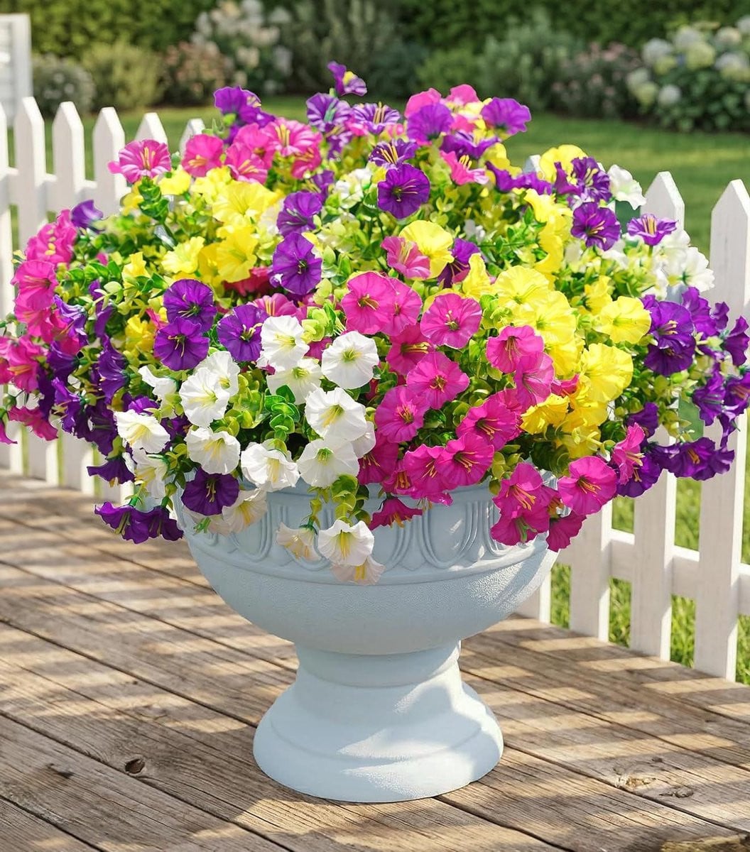 Nep Buitenbloemen Kunstbloemen Set - 12 Bundels - Multikleur - UV-bestendig