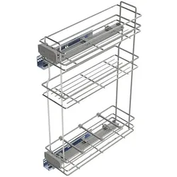 Emuca Portabottiglie Estrattibile con Chiusura Morbida, Küchen Organizer, Grau, Silber