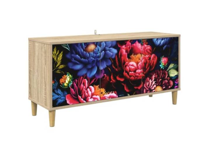 hliofuir TV-Schrank Lowboard Sonoma Holzwerkstoff 102x33x50 cm Modernes Medienmöbel mit 3 Türen und 10 cm Bodenabstand für Wohnzimmer oder Schlafzimmer, sorgt für saubere Ordnung.