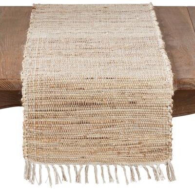 Saro Lifestyle Jute Table Runner With Chindi Design