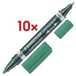 Staedtler 10x Permanent-Marker »Lumocolor permanent duo« grün