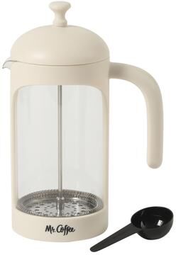 Mr. Coffee French Press Coffee Maker, 31 oz Borasilicate Glass & Frame and Plunger, Includes Coffee Scoop