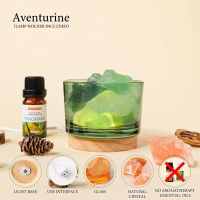 Inspire Essentials Rose Quartz Crystal Aromatherapy Lamp Natural Stone Decor aventurine including Lamp Base