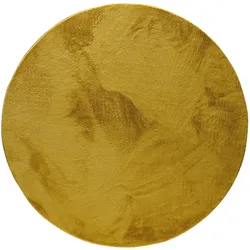 benuta Basic - Kunstfell-Teppich Furry Gelb ø 160 cm