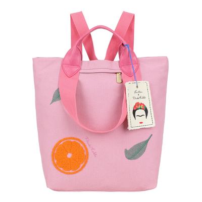 Skirucksack FRITZI AUS PREUSSEN "Fritzi x Frida Kahlo", Damen, Gr. onesize, pink (rosa, orange), 55% Baumwolle, 45% Polyester, unifarben, Rucksäcke, mit Orangen-Motiv