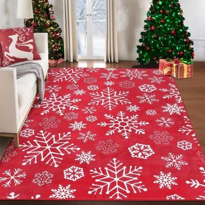 Garvee Christmas Allover Snowflake Indoor Decorative Area Rug