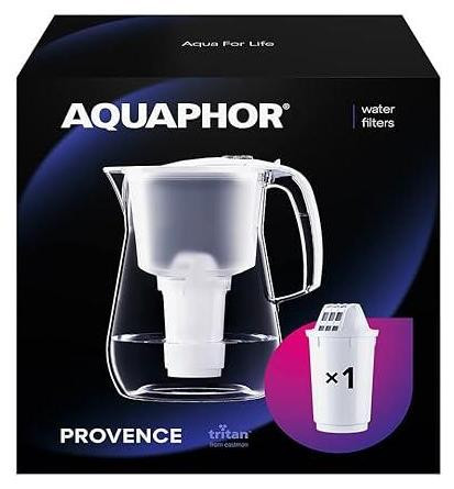 Aquaphor Provence waterfilter wit inclusief 1 A5 filterpatroon voor het verminderen van kalk en chloor