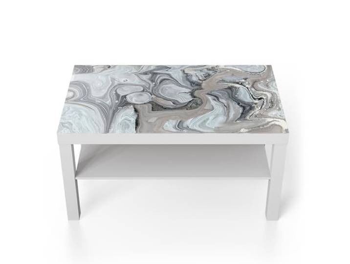 DEQORI Glastisch weiß groß 90x50 cm Motiv Organische Eleganz ausgefallener Beistelltisch aus Glas Hochglanz Couchtisch fürs Wohnzimmer moderner Couch Tisch mit Design