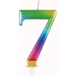 Regenbogen Kerze Zahl 7