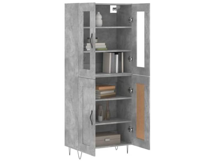 KTHLBRH Anrichte grau Beton 69,5 x 34 x 180 cm Holz mehrschichtig Metallfüße, großer Stauraum, Glas und Metall, Montage erforderlich