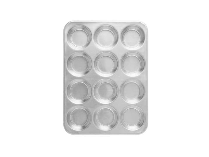 Nordic Ware Naturals muffinvorm met 12 holtes, cupcakevorm met superieure warmtegeleidbaarheid, premium bakvormen voor gelijkmatig gebruinde traktaties, gemaakt in de VS, zilver