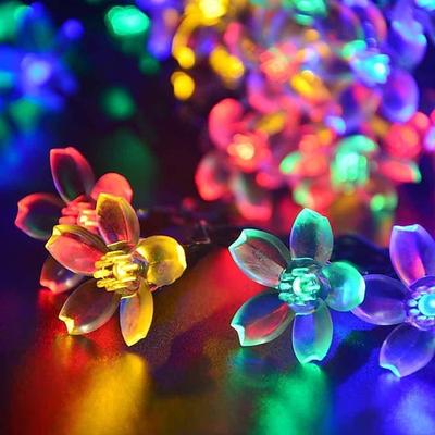 LED Kirschblüte Lichterkette 10m Schnur wasserdicht 100 LED Schnur Lichterketten wasserdicht Kristall Blumen Girlande Outdoor Hochzeit Dekoration