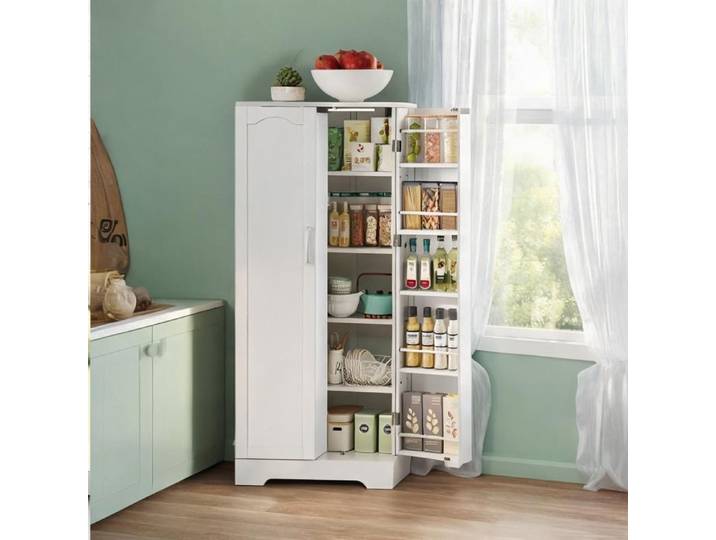 Meuble de rangement haut blanc 60x35x128 cm MDF mat 2 portes avec LED sensorielle