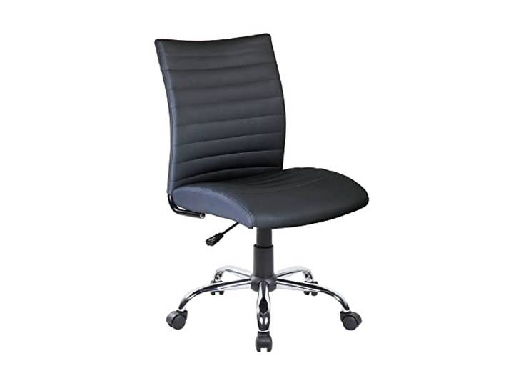 Dmora - Stuhl mit Rädern Newcastle, Arbeitssessel, ergonomischer Bürositz, 54x48h90/100 cm, Schwarz