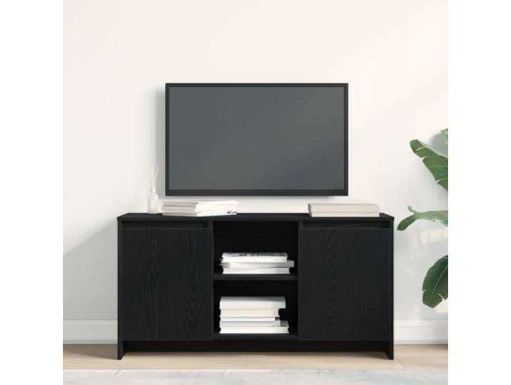 HEFZGDB Minimalistischer TV-Schrank Schwarz Eiche 102x37,5x52,5 cm aus Massivholz mit viel Stauraum für Media-Zeug, modernes Design und mattem Finish für Wohnzimmer
