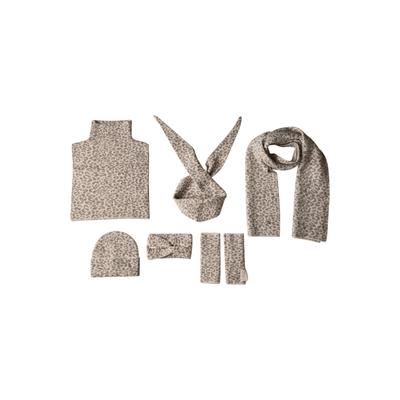 Fleecemütze STREET ONE, Damen, barley beige meliert, Strick, Materialmix, Mützen, Jacquard Armwärmer mit Leo-Muster
