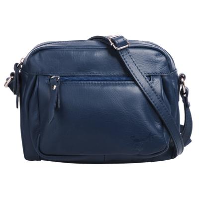 Umhängetasche SAMANTHA LOOK "SAMANTHA LOOK Damen echt Leder", Damen, Gr. B/H/T: 23cm x 18cm x 5cm onesize, blau, Leder, unifarben, Taschen Umhängetasche, echt Leder