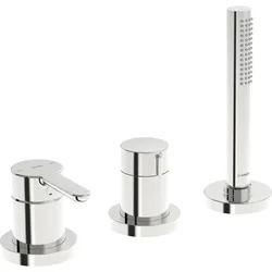 Hansa Hansadesigno Fertigmontageset 53259063 Einhebelmischer für alle 3-Loch-Einbausets, Rosette rund, chrom