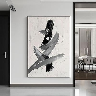 Schwarz-weiße Strukturmalerei, minimalistische Wandkunst, strukturierte Leinwandkunst, weiße Strukturwandkunst, minimalistische Wanddekoration