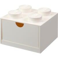 LEGO Schreibtischschublade 4 , Aufbewahrungsbox weiß, Noppen
