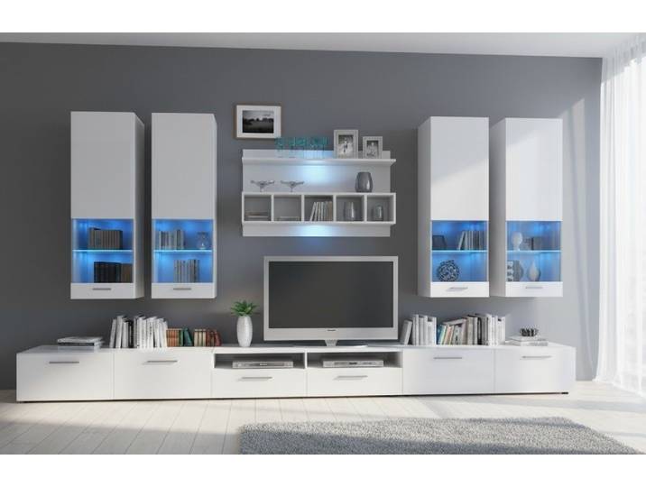 Xlmoebel Wohnwand Elegante Anbauwand Hochglanz LED Design Sofort, (Wohnwand), Hergestellt in Europa