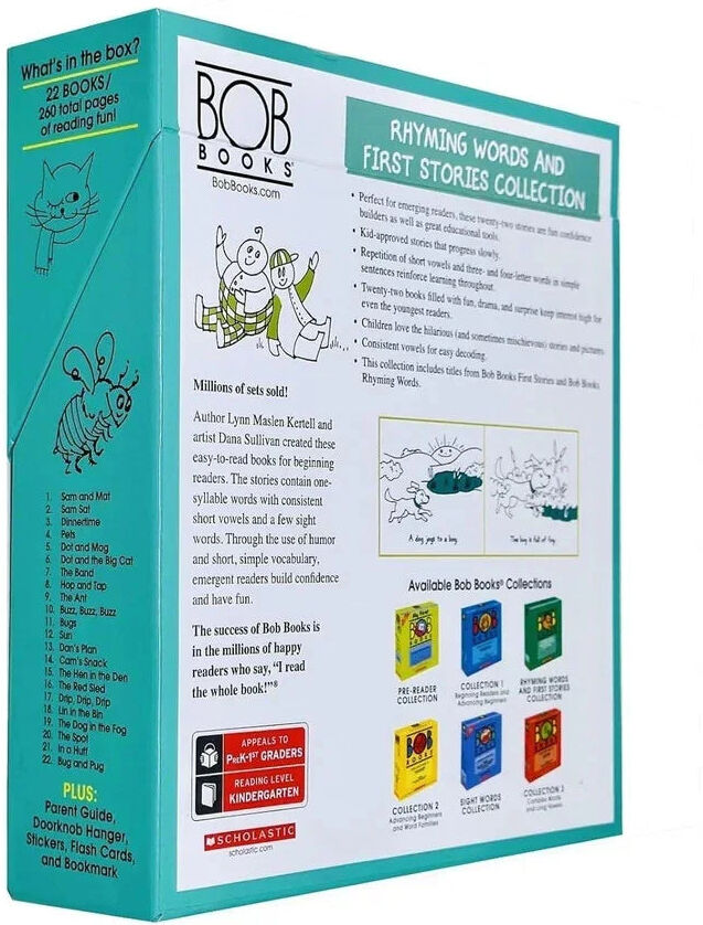 Scholastic BOB Books Collection 6: First Stories & Rhyming Words by Lynn Maslen Kertell - Paperback Box Set - Ages 3-5 - Phonics Early Reader Gift