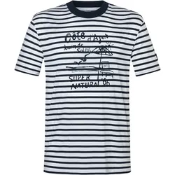 Super Natural, Herren, Sportshirt, Stripe Cote D'Azur Bio Jersey Tee (L), Weiss, Grau, L