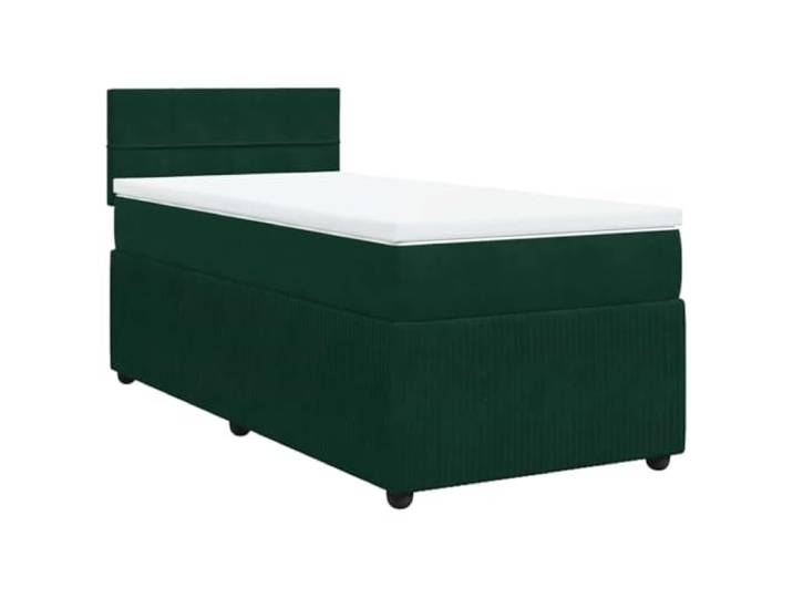 PUGYNBK Boxspringbett aus Samt, Dunkelgrün, 80 x 200 cm Taschenfedern, atmungsaktiver Matratzenschoner, Lattenrost, waschbarer Bezug