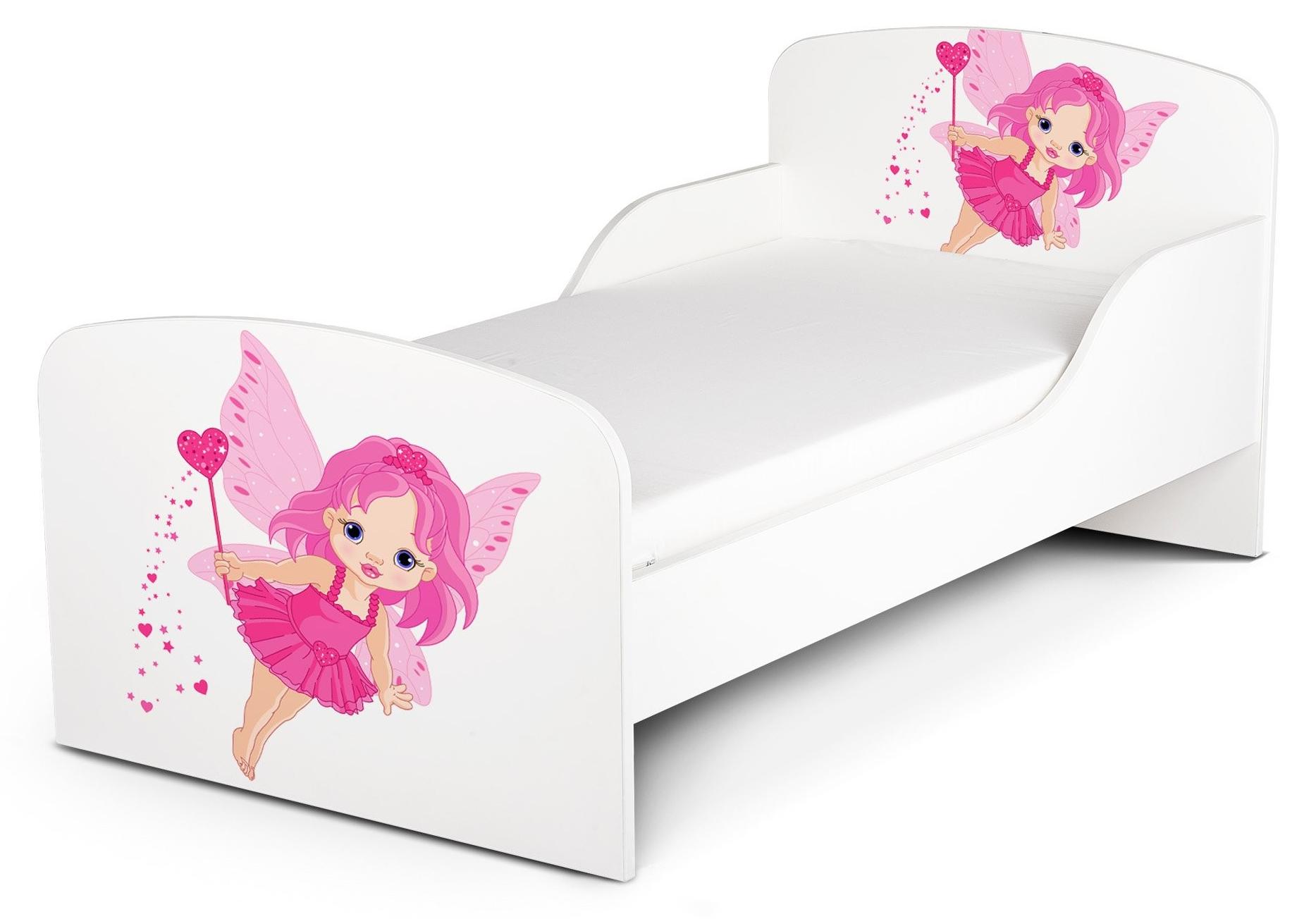 Kinderbett mit Matratze 140x70 cm - Rosa Fee Design