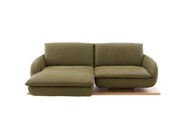 Koinor Ecksofa, Dunkelgrün, Leder, Echtleder, Anilinleder, Büffelleder, Wildeiche, furniert, Eckteil, Ottomane links, 234x130 cm, Wohnzimmer, Sofas & Couches, Wohnlandschaften, Ecksofas