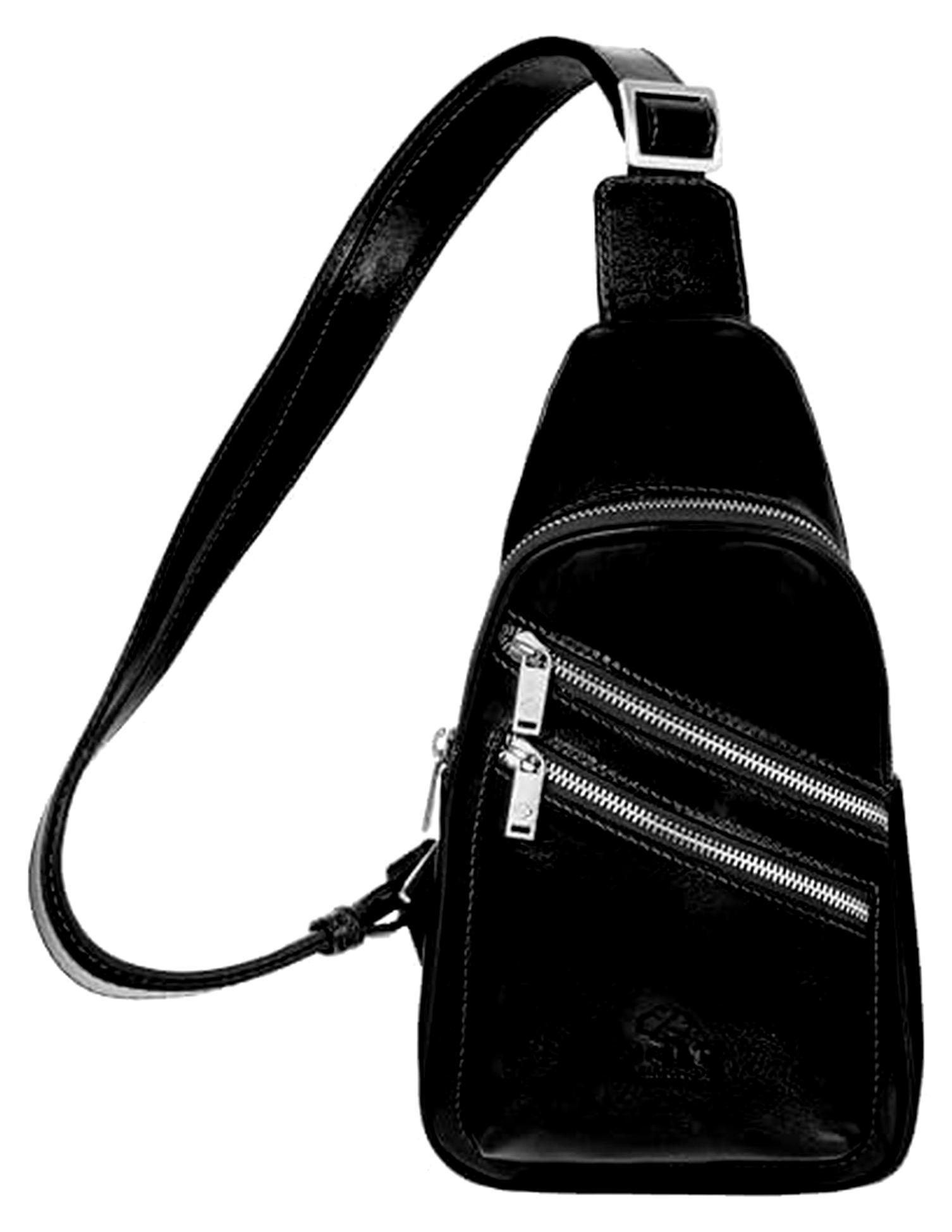 Herren Brusttasche aus Leder - Modische Umhängetasche - Sling Bag für Rücken und Brust - 100% Leder - Italienische Handwerkskunst