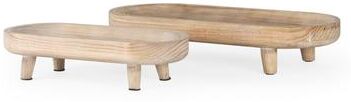 Mercana Carver Light Brown Wood Footed Trays (Set of 2)