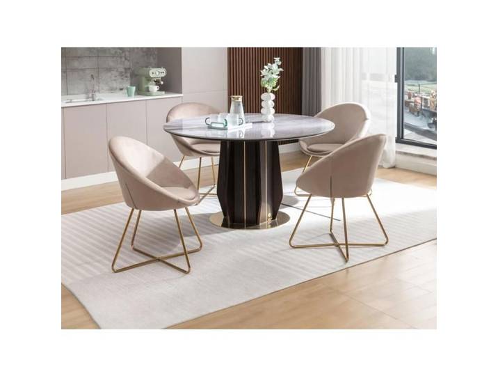 Chaise en velours et métal doré - Beige - BURBAN