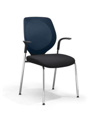 Vierfuß GIROFLEX 353, Netzrücken, Präzisionsstahlrohr stapelbar, m. Armlehnen, blau/schwarz