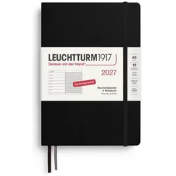Leuchtturm1917, Agenda, Wochenkalender&NotizbuchMediumA5schwarz2027 (A5, 1 Woche / 1 Seite)