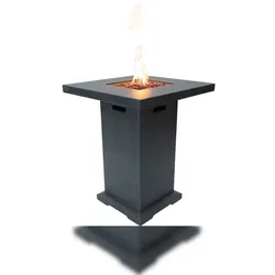 ELEMENTI Feuertisch MONTREALl Bartische aus Beton - Komplett-Set, wetterbeständig, Dunkelgrau 56x56x106cm