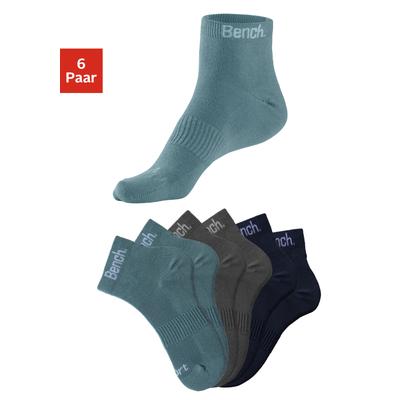 Sportsocken BENCH., Damen, Gr. 43-46, bunt (2x dunkel mint, 2x grau, 2x marine), Baumwollmischung, unifarben, elastisch, Socken Sportsocken, mit antibakterieller Feuchtigkeitsregulierung