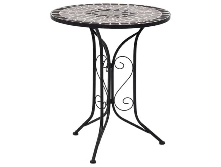 GHVBNMF Mosaik Bistrotisch 60 cm Rund Keramik Beistelltisch Balkon Grau Stabiler Kaffeetisch mit eleganter Mosaikplatte aus Keramik für kleine Terrassen, Veranden und gemütliche Sitzecken.